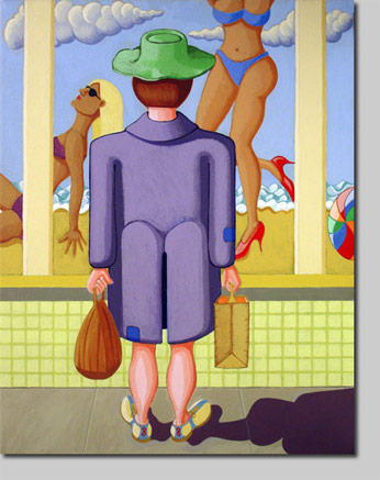 david l. nelson, artist, giclee, art print, beach, acrylic painting, window shopping