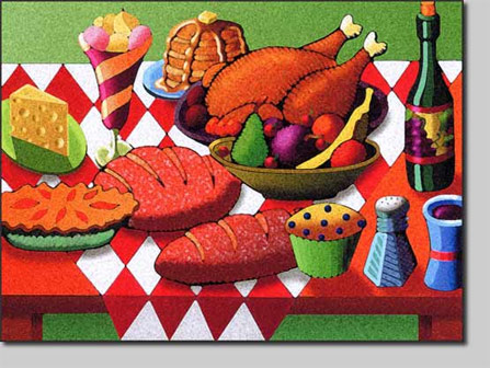 david l. nelson, giclee, feast, table setting, lunch