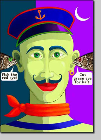 david l. nelson, giclee, fishing, bait