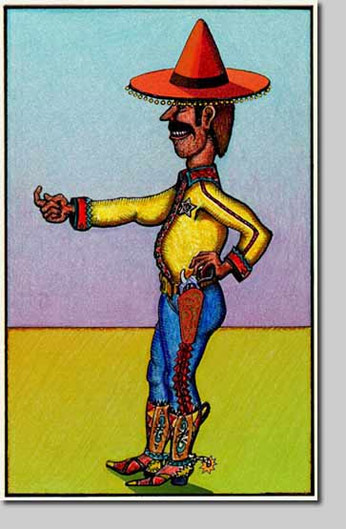 david l. nelson, giclee, sheriff, law man, mexico, sombrero